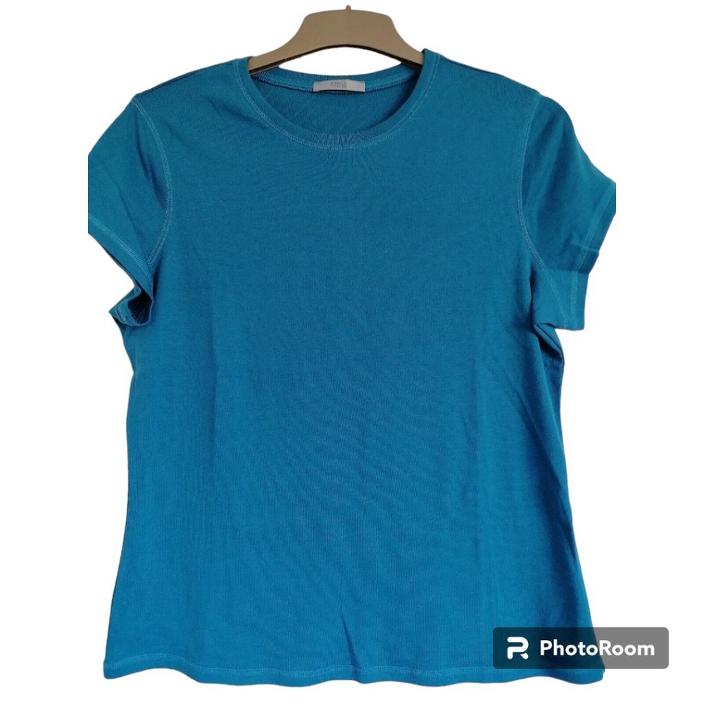 M&S Womens T Shirt Size 20 Teal Blue Short Sleeves New 100% Cotton - Picture 1 of 6